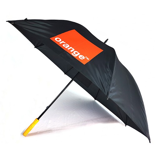 Orange promotion golf umbrella wooden handle